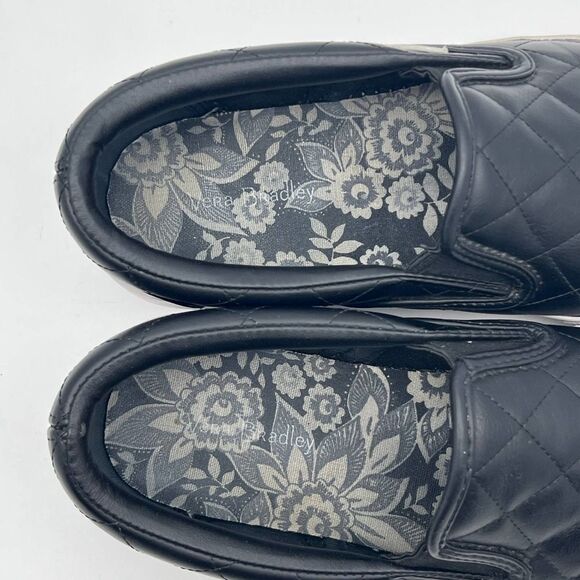 Vera Bradley Black Quilted Slip On Sneaker‎ Comfort shoes womens size 7.5 - Picture 10 of 11